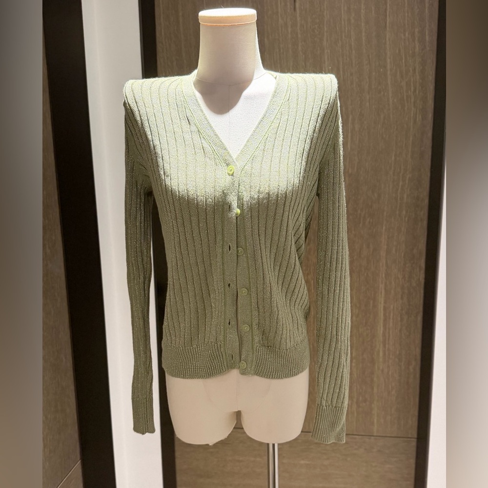 Ralph Lauren Olive-Green Ribbed V-Neck Cardigan-NWOT - Picture 4 of 14